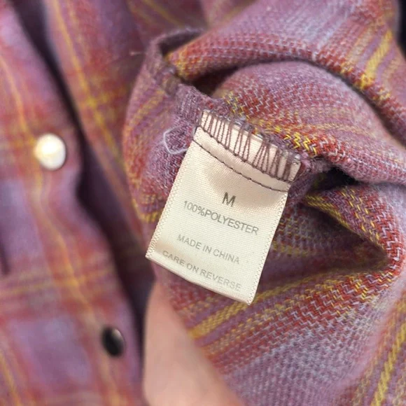 Dizzy Lizzy snap front fleece flannel Plaid long sleeve shirt women’s medium - Picture 5 of 13